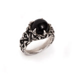 Black Onyx Baby Thorn Ring - Sterling Silver Edgy Gemstone Ring