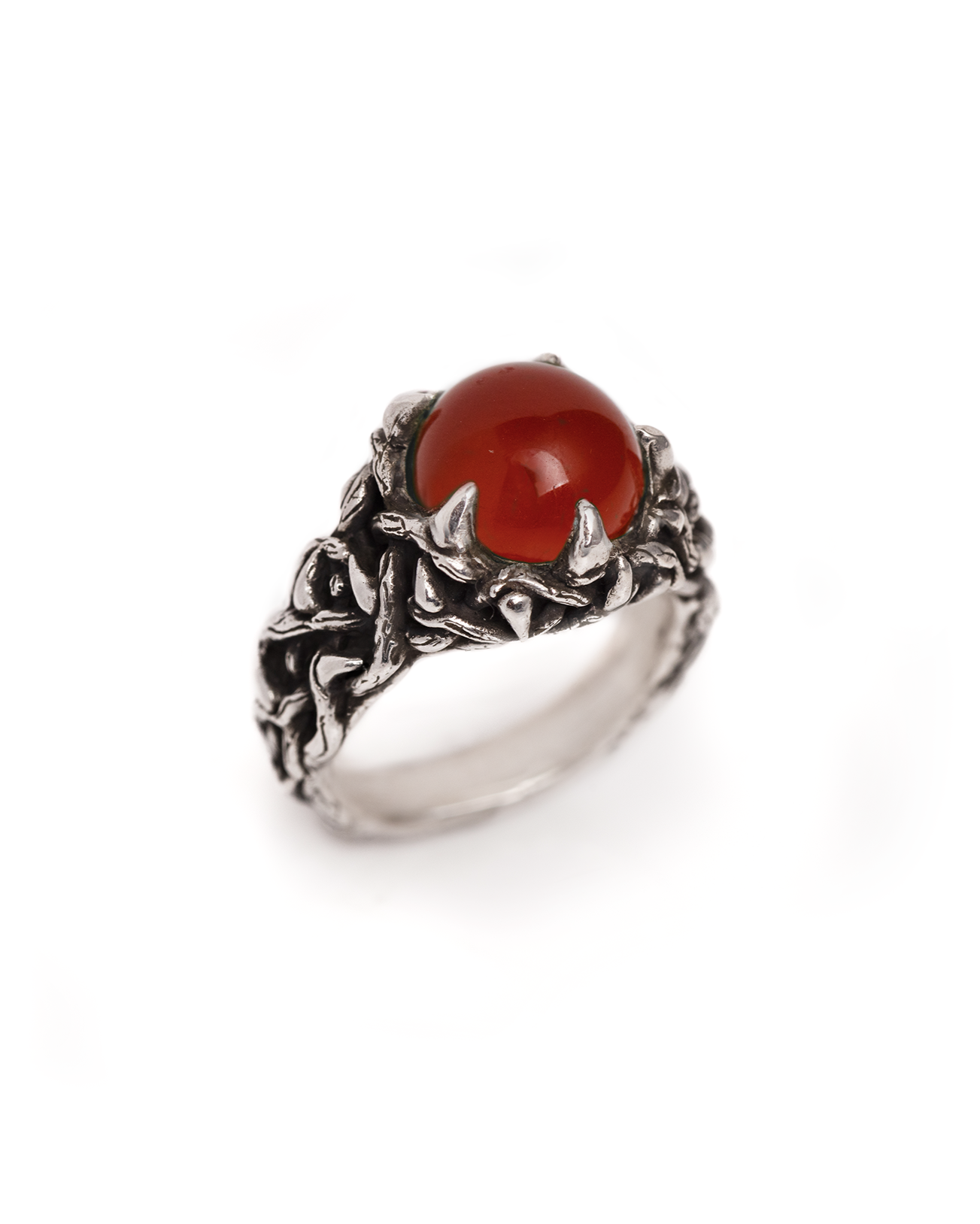Carnelian Baby Thorn Ring - Sterling Silver Spiked Gemstone Ring