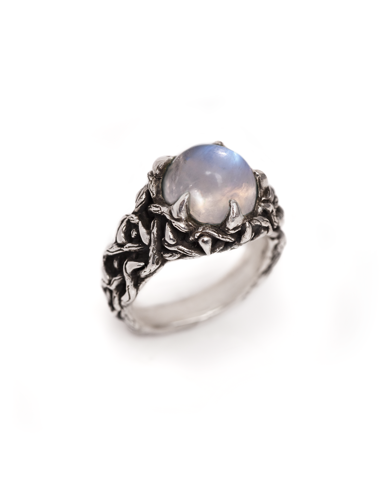Moonstone Baby Thorn Ring - Sterling Silver Iridescent Thorn Ring
