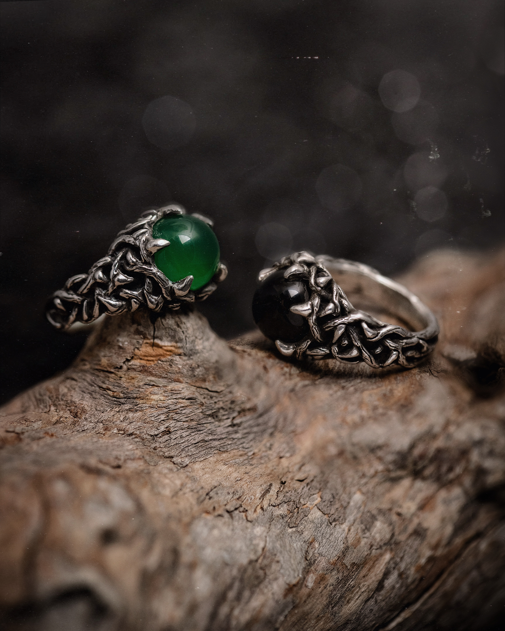 Moonstone Baby Thorn Ring - Sterling Silver Iridescent Thorn Ring