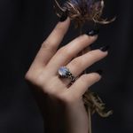 Moonstone Baby Thorn Ring - Sterling Silver Iridescent Thorn Ring