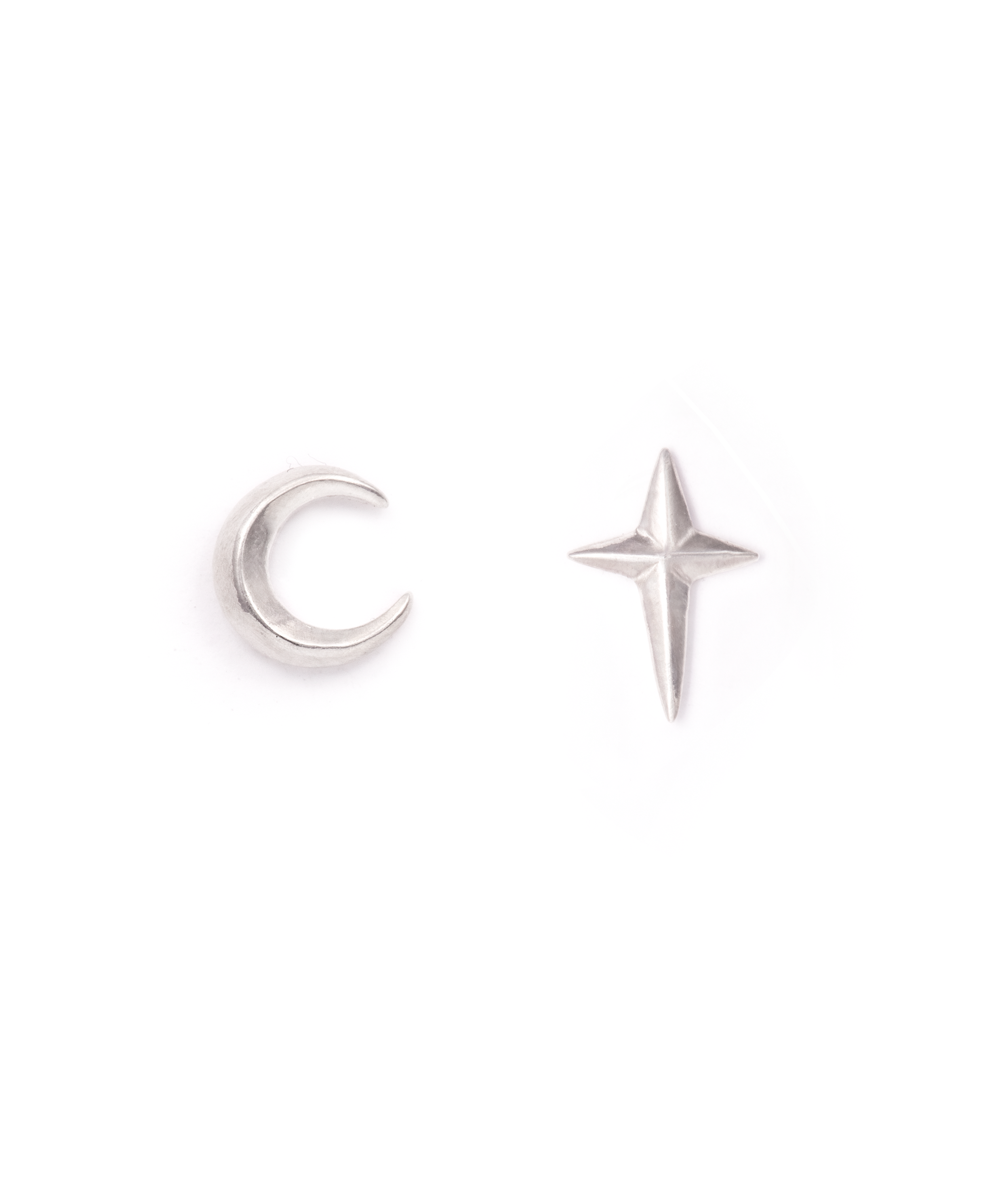 Crescent Moon & Guiding Star Studs - Sterling Silver Celestial Earring Set