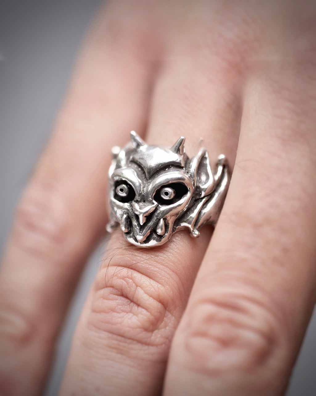 Gargoyle Ring - Sterling Silver Gothic Guardian Ring