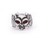 Garnet Gargoyle Ring - Sterling Silver Gothic Red Gemstone Ring