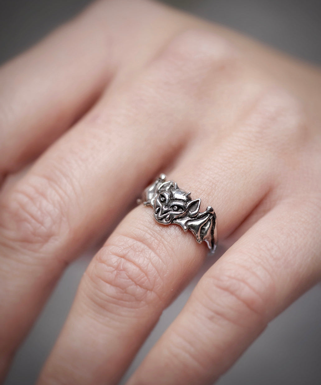 Baby Gargoyle Ring - Sterling Silver Gothic Creature Ring