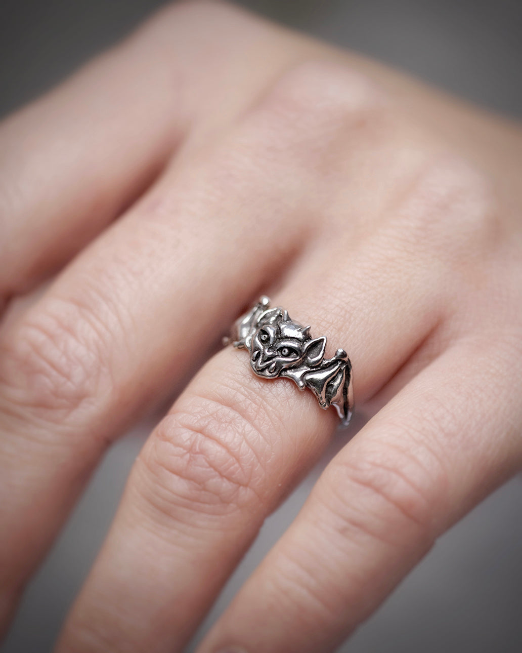 Baby Gargoyle Ring - Sterling Silver Gothic Creature Ring