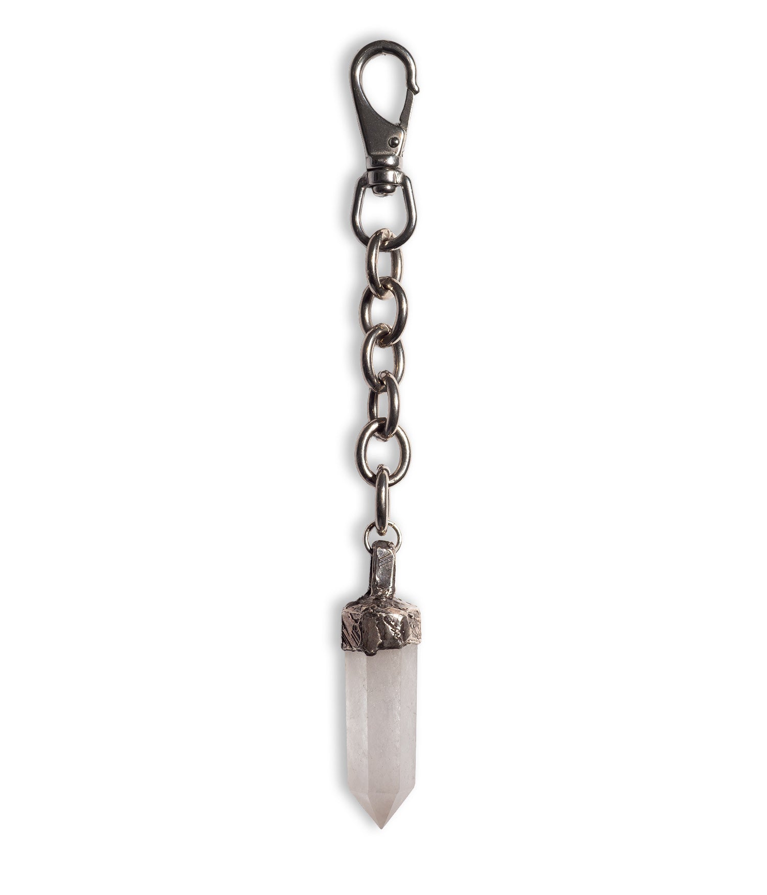Keychain with crystal tip on a white background