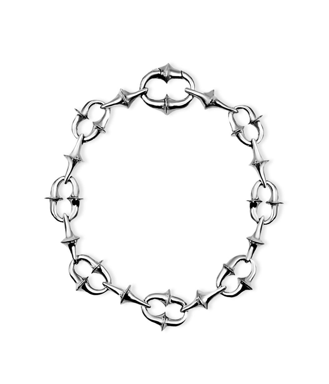 Silver chain bracelet on a white background