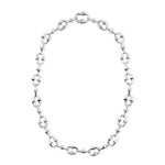 Silver chain necklace on a white background