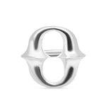 Silver ring with a unique design on a white background