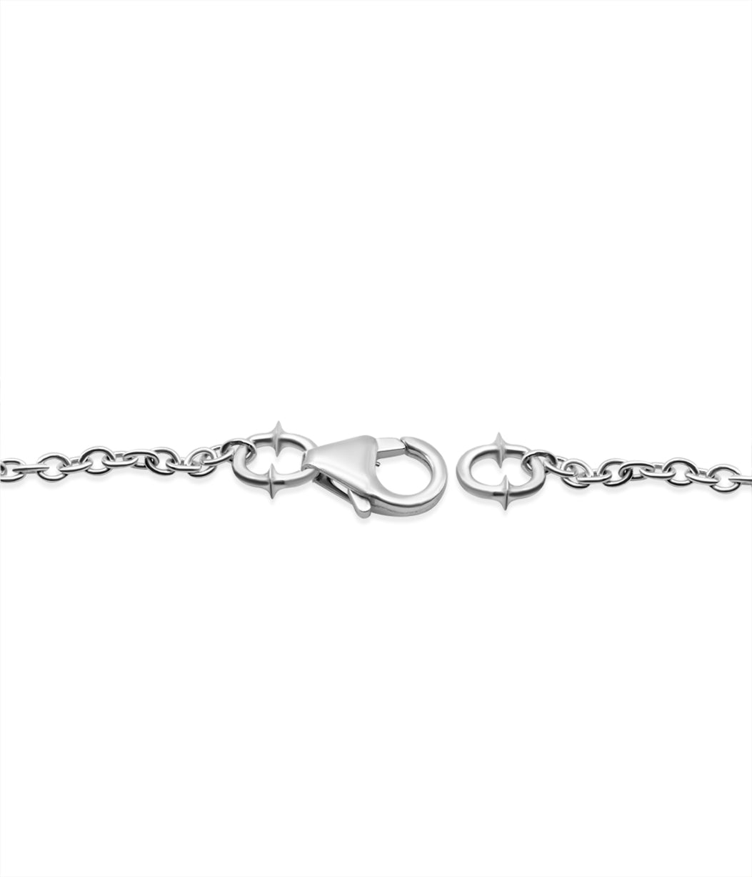 Silver bracelet with clasp on a white background