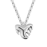 Silver necklace with a unique pendant on a white background