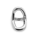 Silver ring with a unique design on a white background