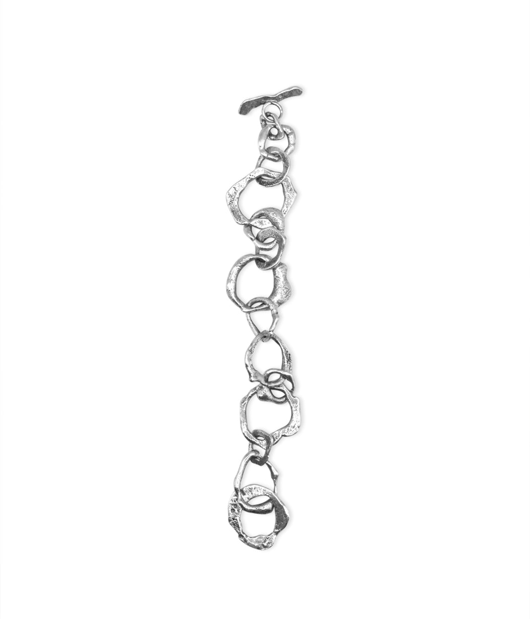 Silver bracelet on a white background