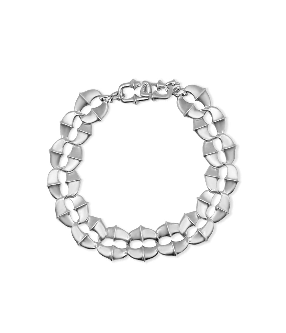 Silver chain necklace on a white background