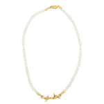 BARBED WIRE PEARL NECKLACE 14K