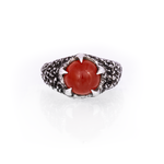 Carnelian Pentaclaw Ring - Sterling Silver Orange Gemstone Claw Ring