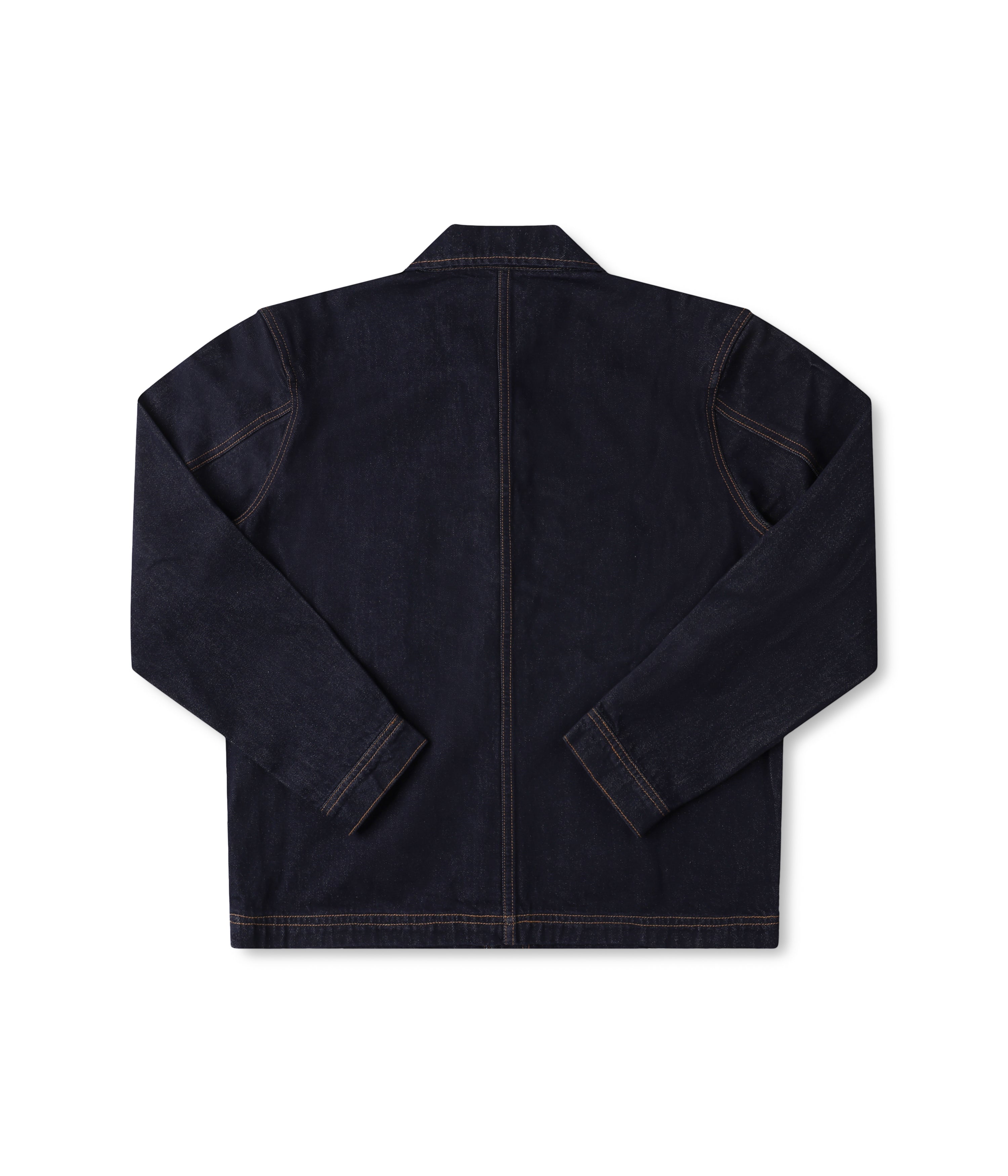 Dark denim jacket on a white background