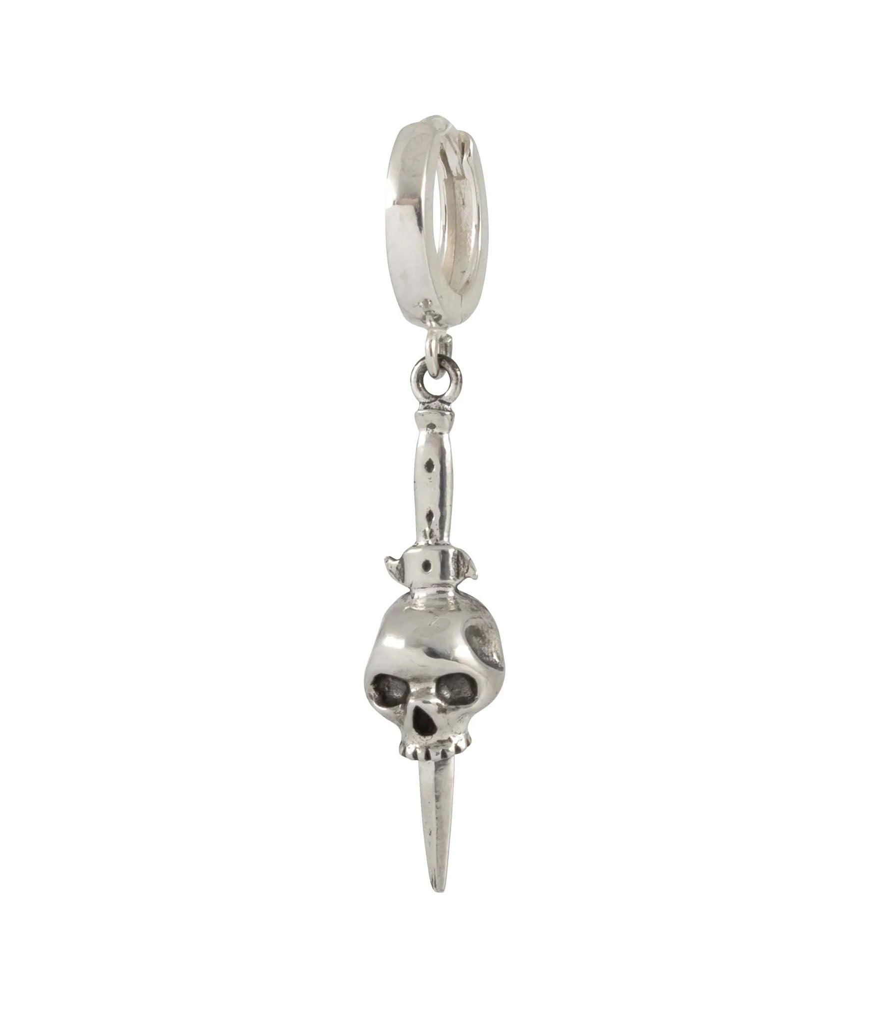 Sterling Silver Switchblade Skull Earring 