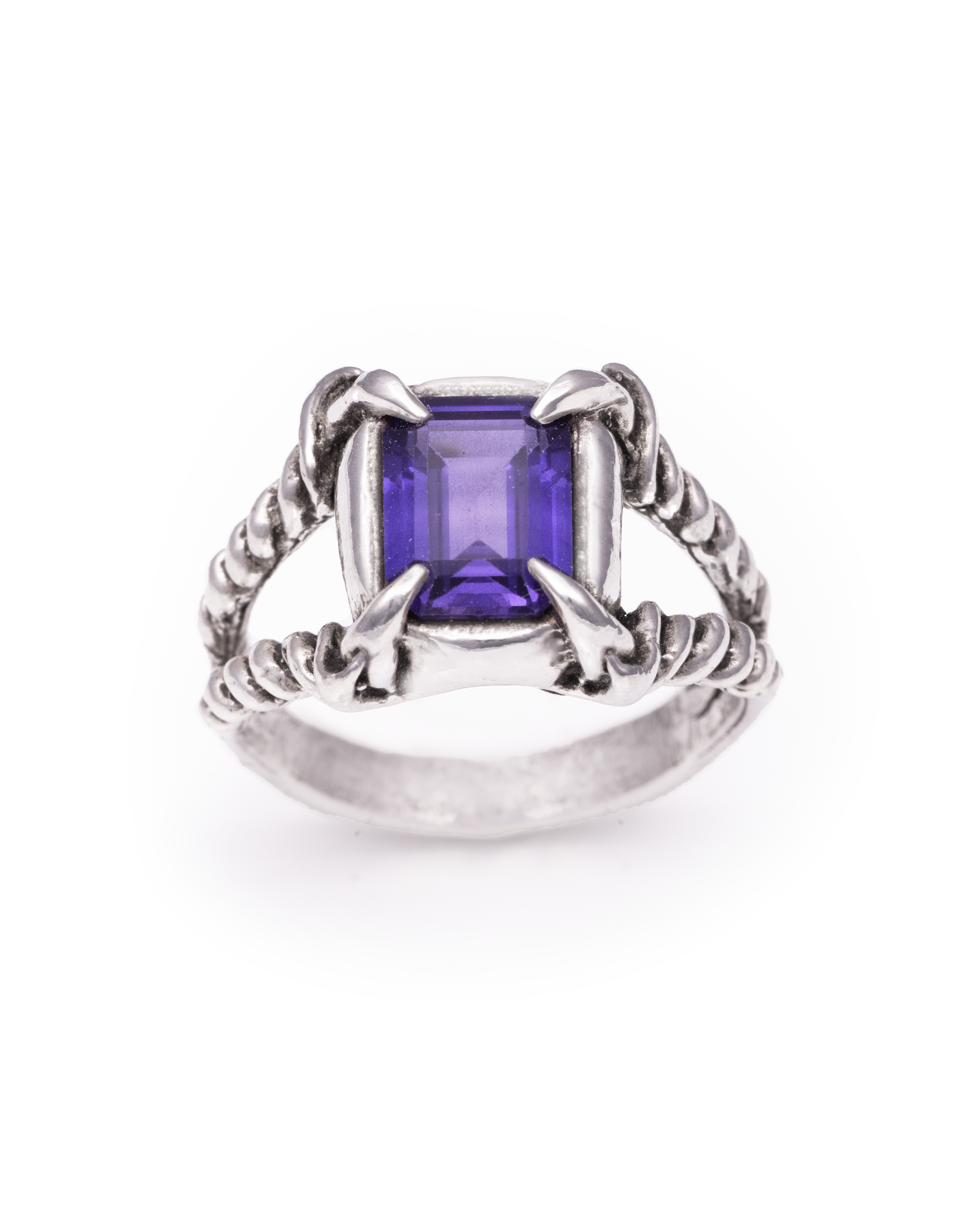 Amethyst Harpy Ring - Sterling Silver Purple Stone Mythical Ring