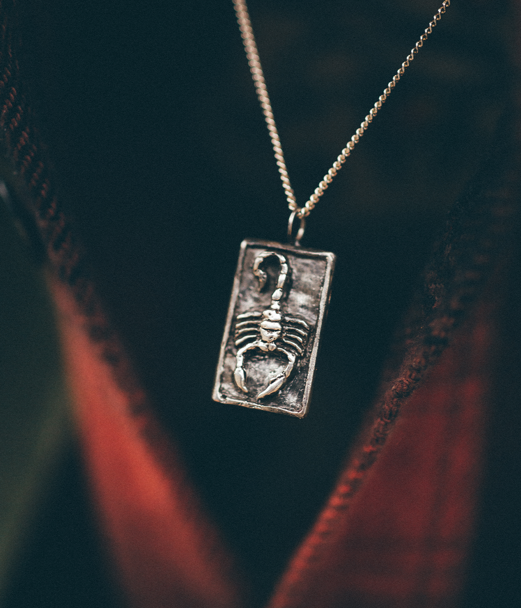 scorpion pendant necklace close up