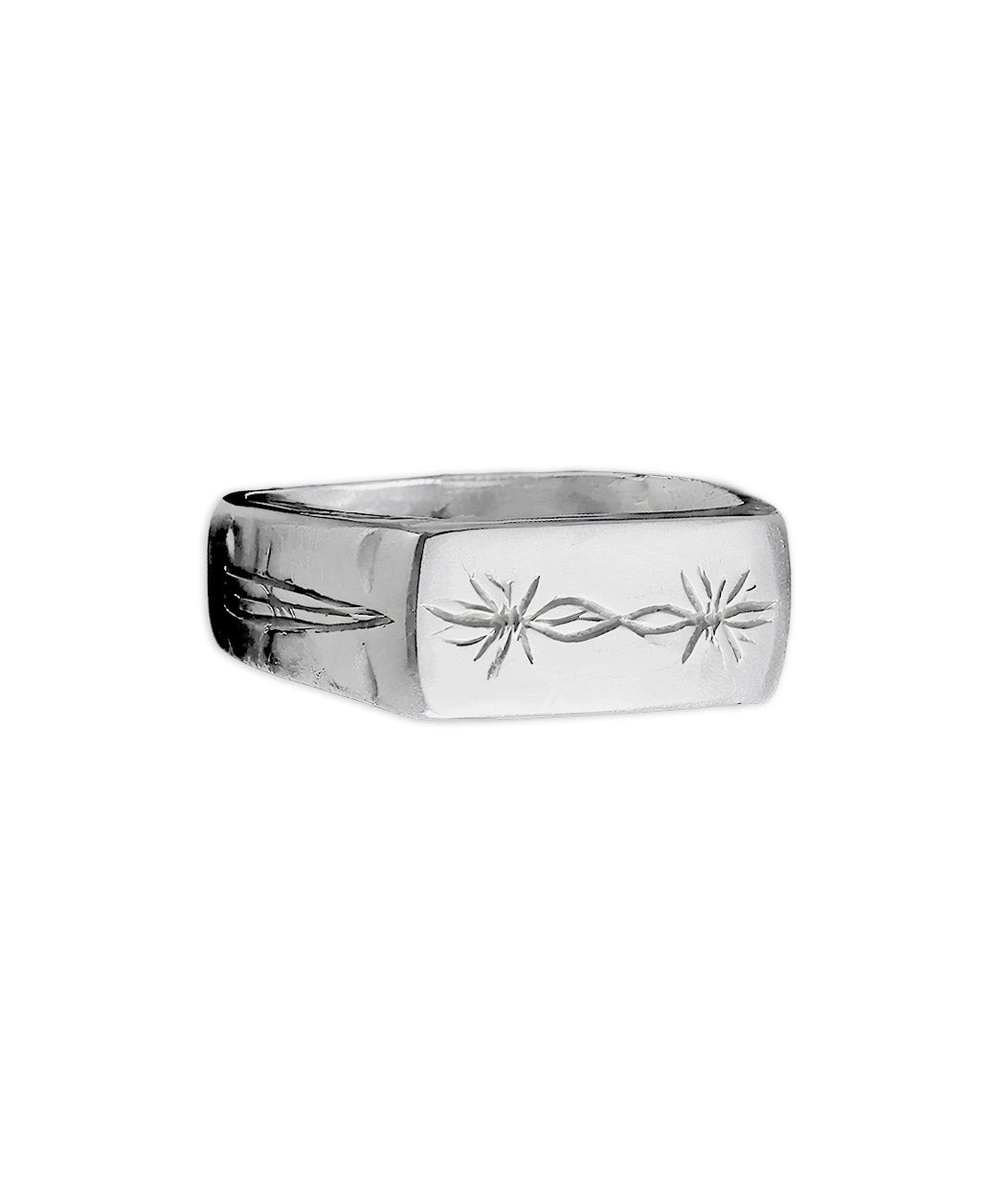 barbed wire slim signet ring
