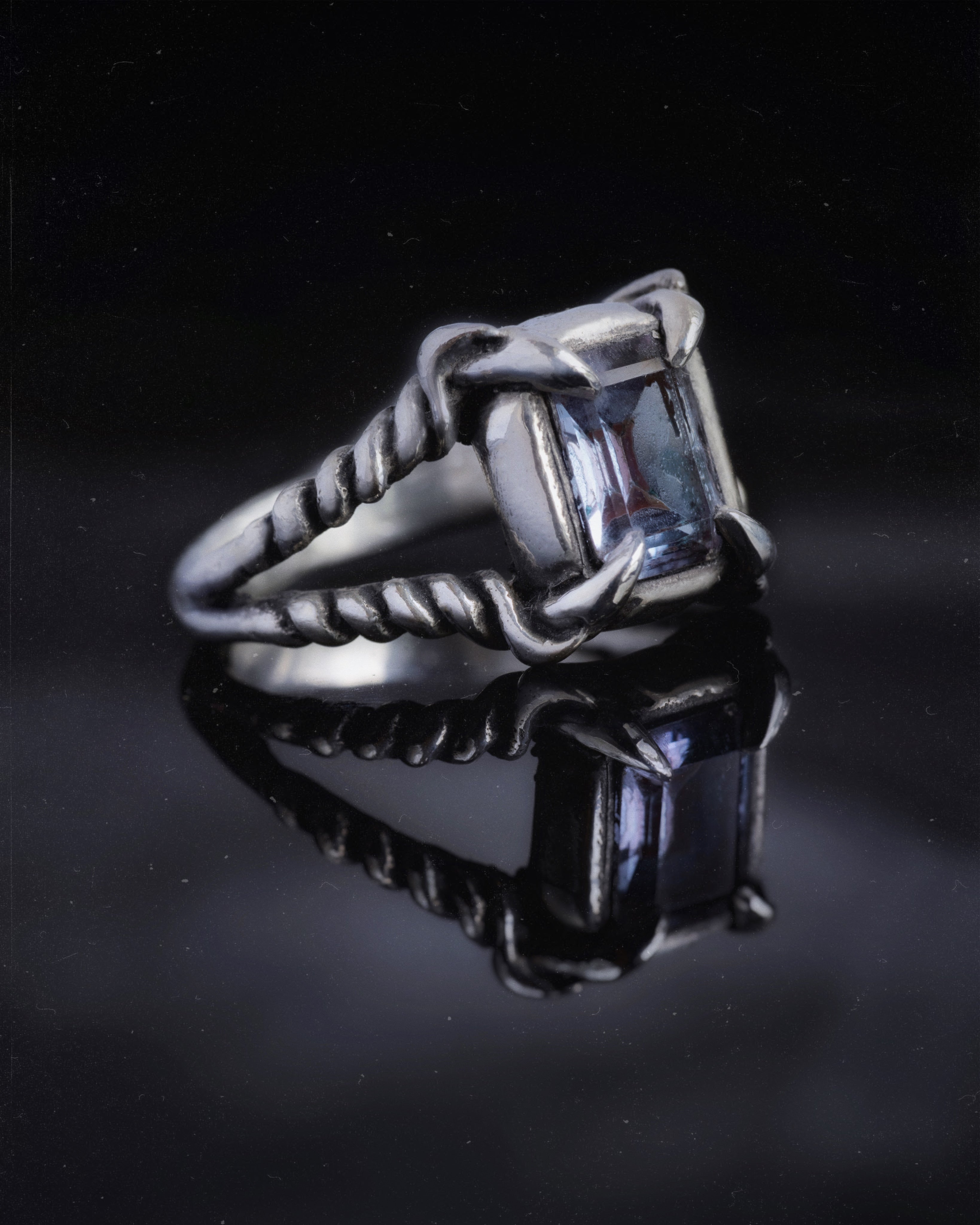 Amethyst Harpy Ring - Sterling Silver Purple Stone Mythical Ring