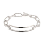 Knife edged chain bracelet with a toggle clasp.