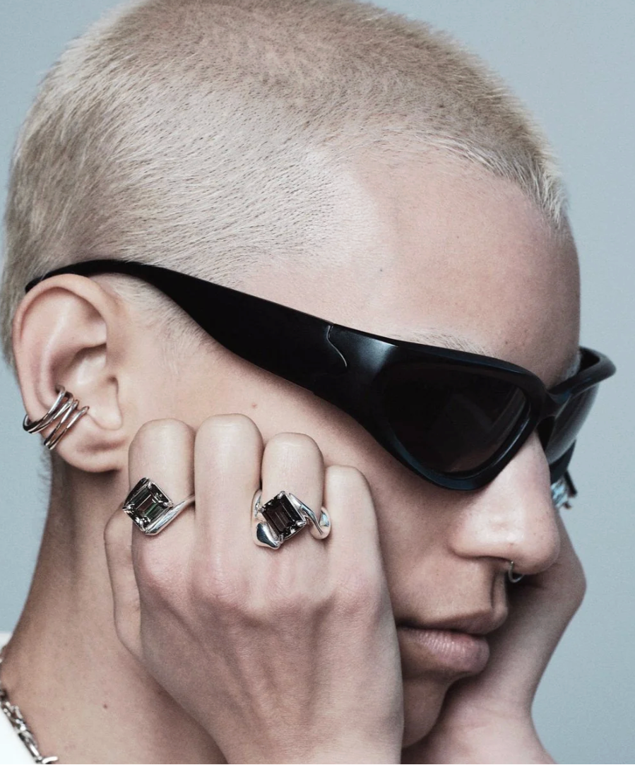 sacred gem snake ring on model