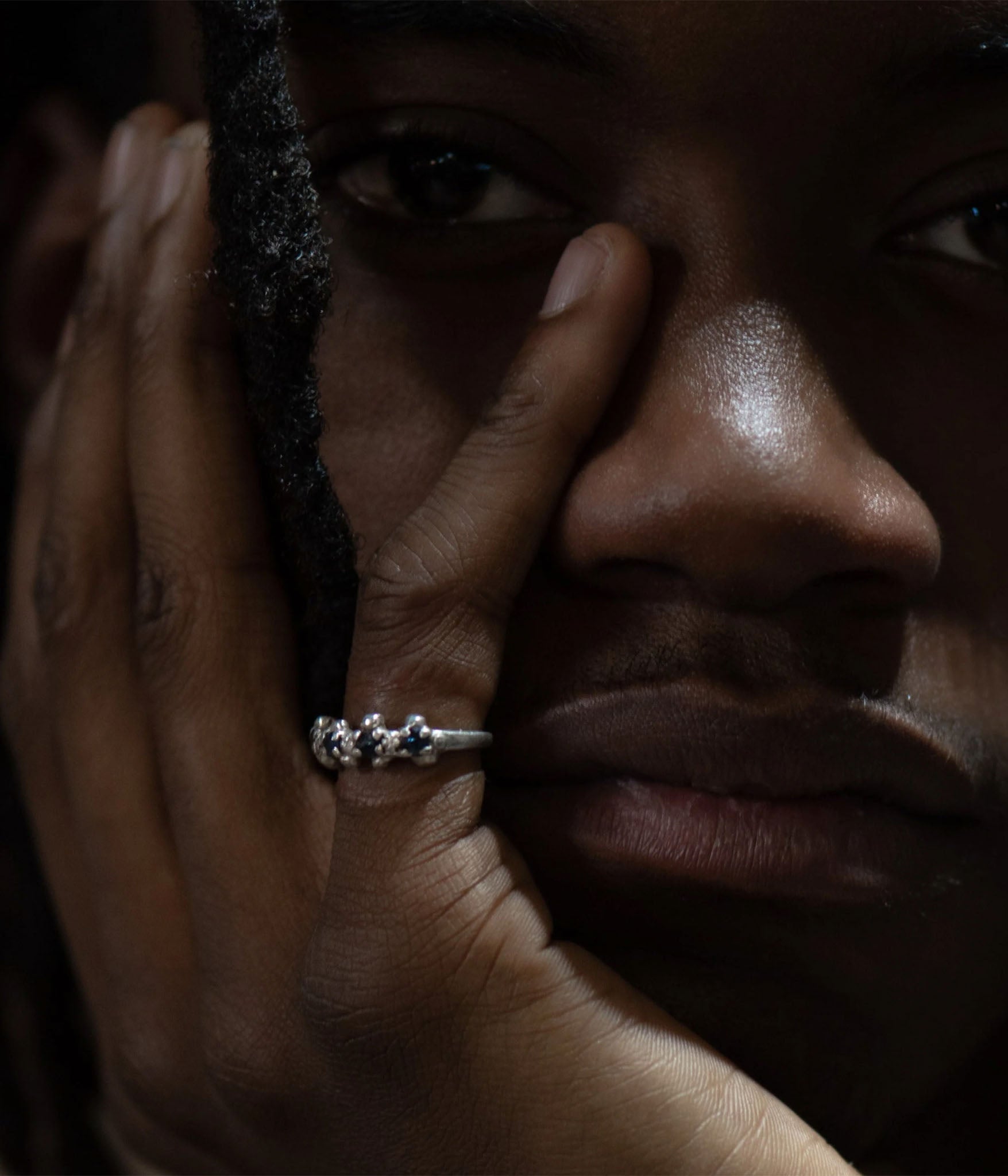 studded gemstone band