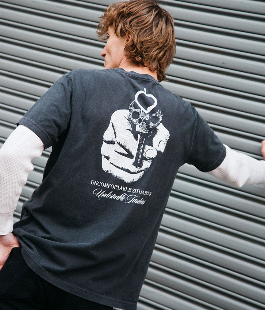 love gun t shirt on model