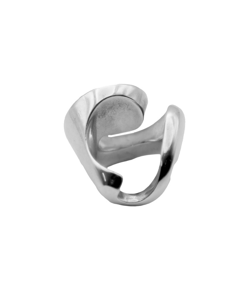 Silver ring on a white background