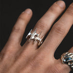 blade ring on male hand 