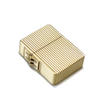 Gold lighter with textured surface on a white background