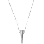 Silver necklace with a unique pendant on a white background