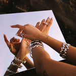 drip bangle on wrist