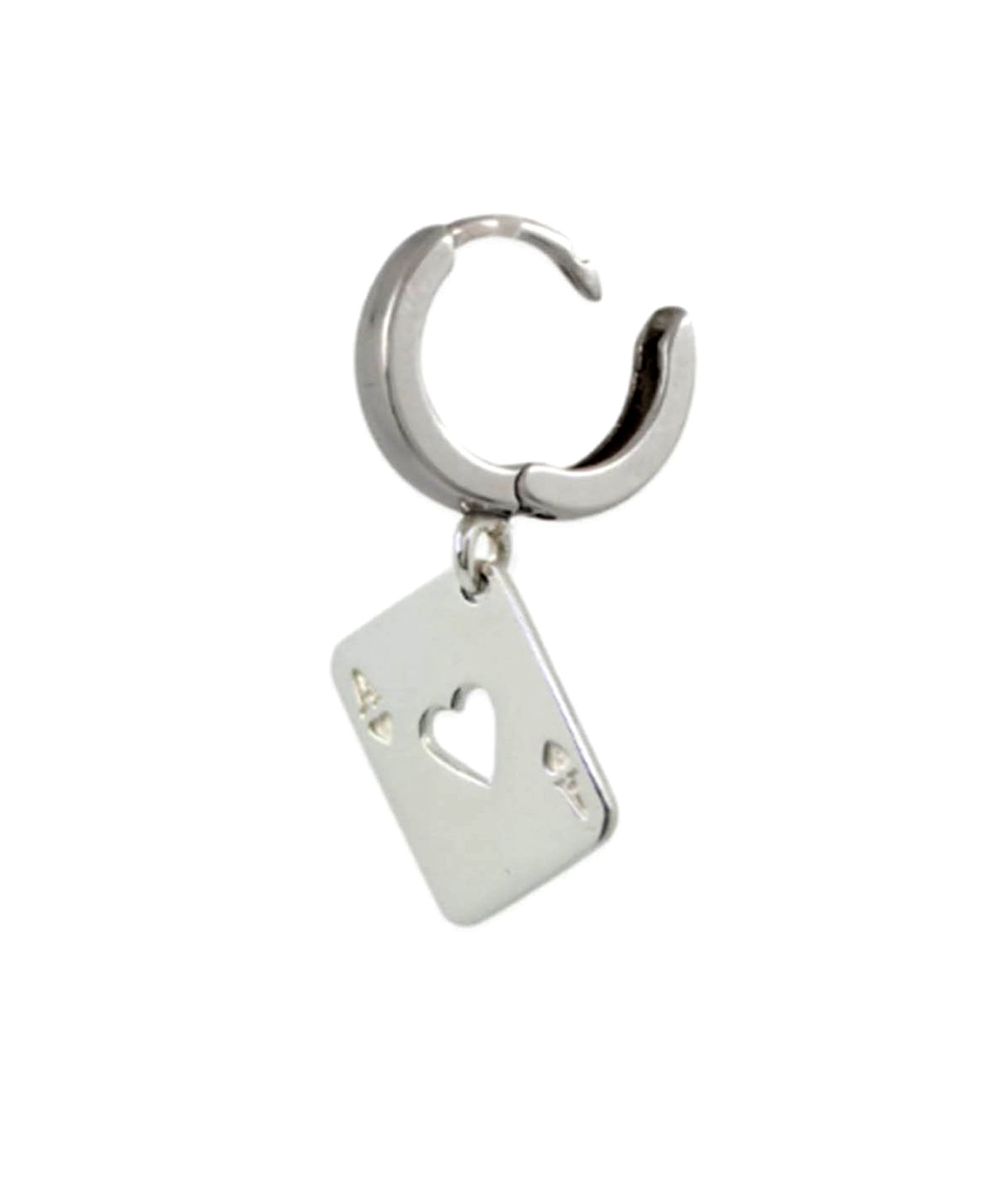 Sterling Silver Ace of Spades Hoop Earring pendant 