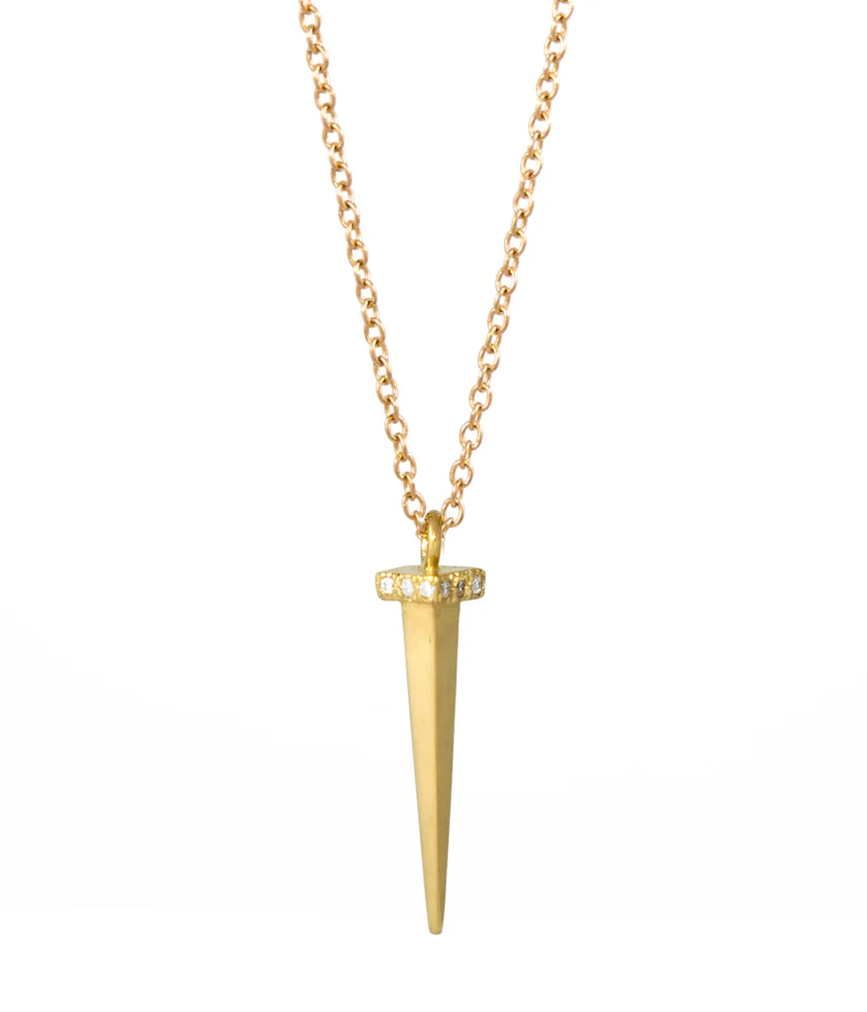 14k gold nail pendant on gold rolo chain