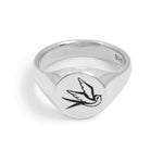 The Hunt Sterling Silver round swallow signet ring 