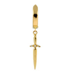 Dagger hoop earring in 14k yellow gold with 3 diamond accent