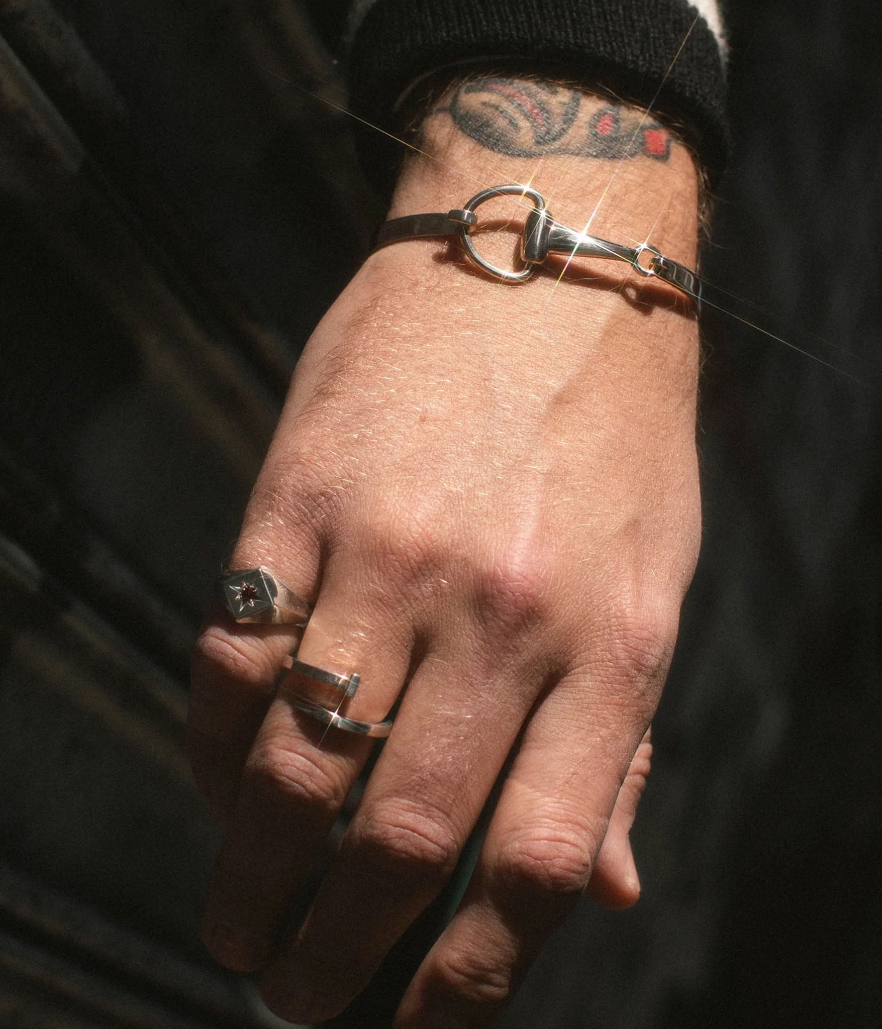 Vintage inspired hinged snaffle bit bracelet.