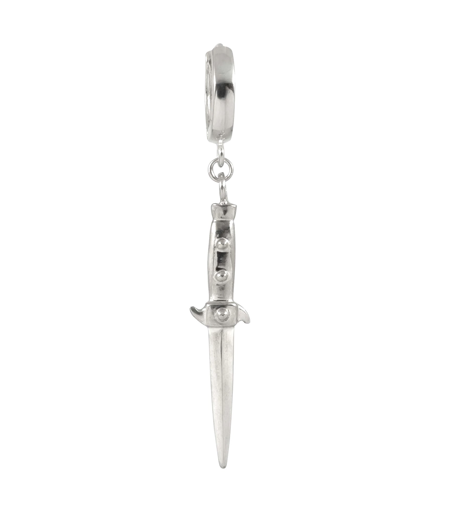 sterling silver switchblade earring for The Hunt shot on white background 