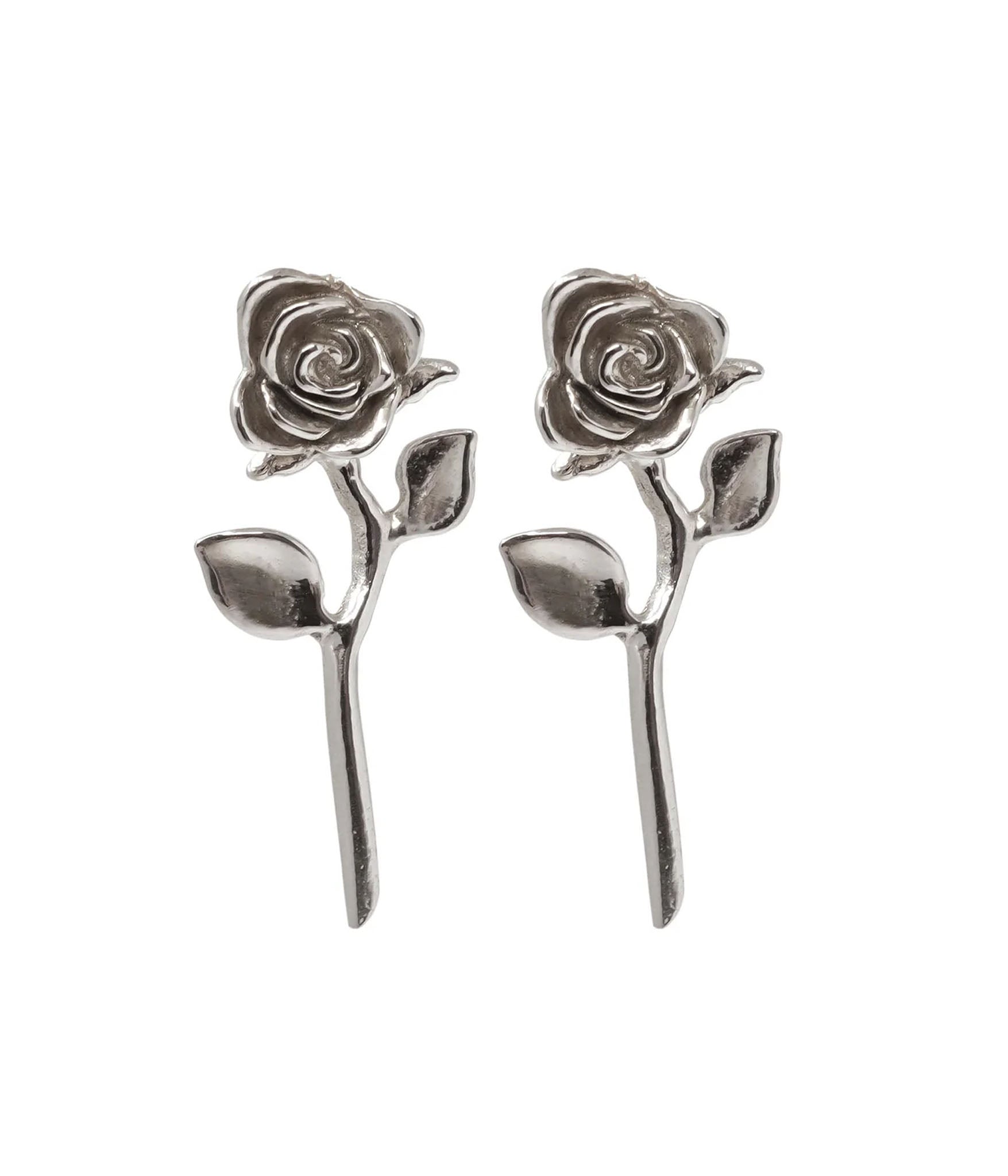 Devotion Rose Earring Stud shot on black and white. pair 
