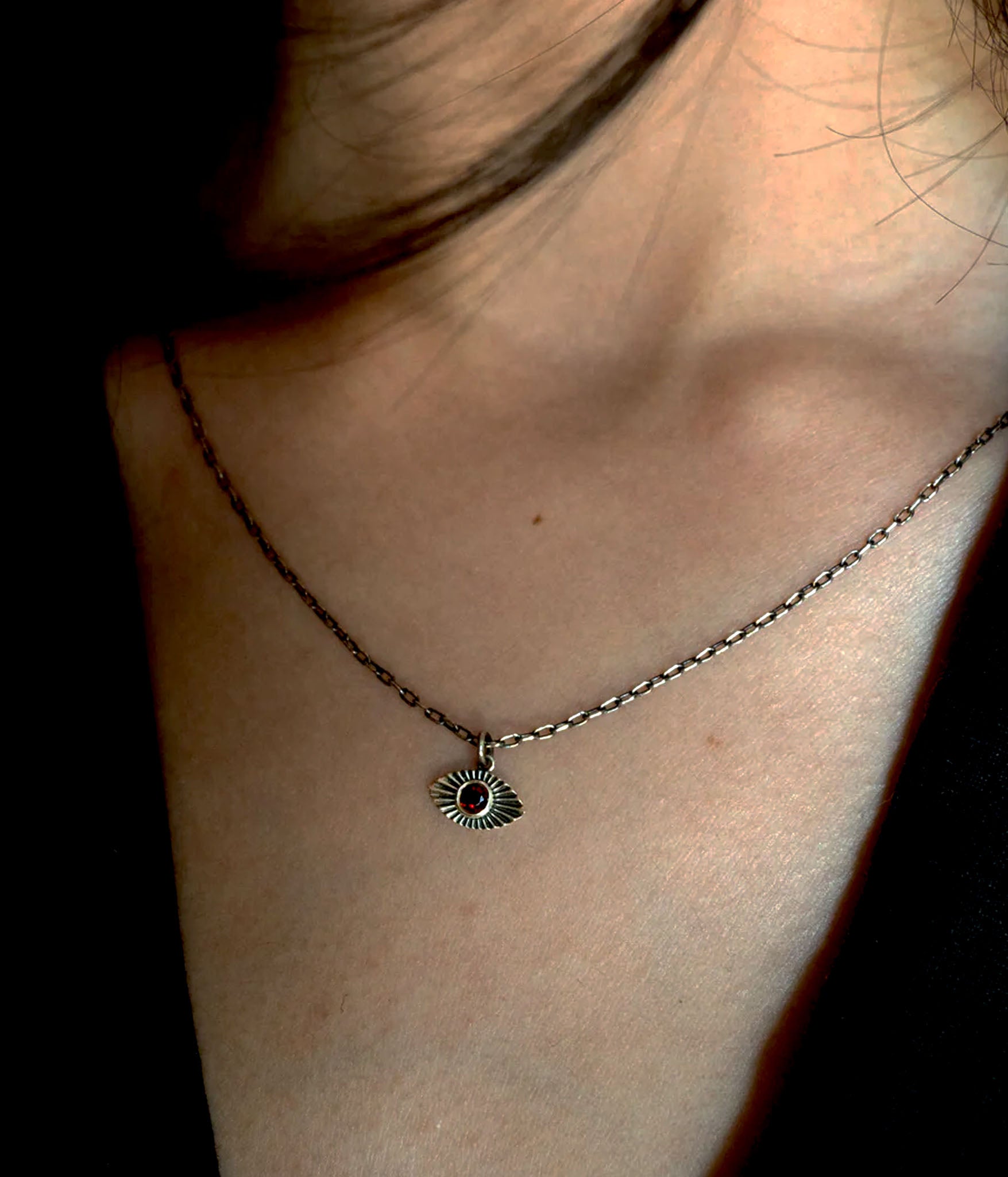 Eye of Protection / Evil Eye Pendant on Rolo Chain.&nbsp; Lightweight and perfect for daily wear.