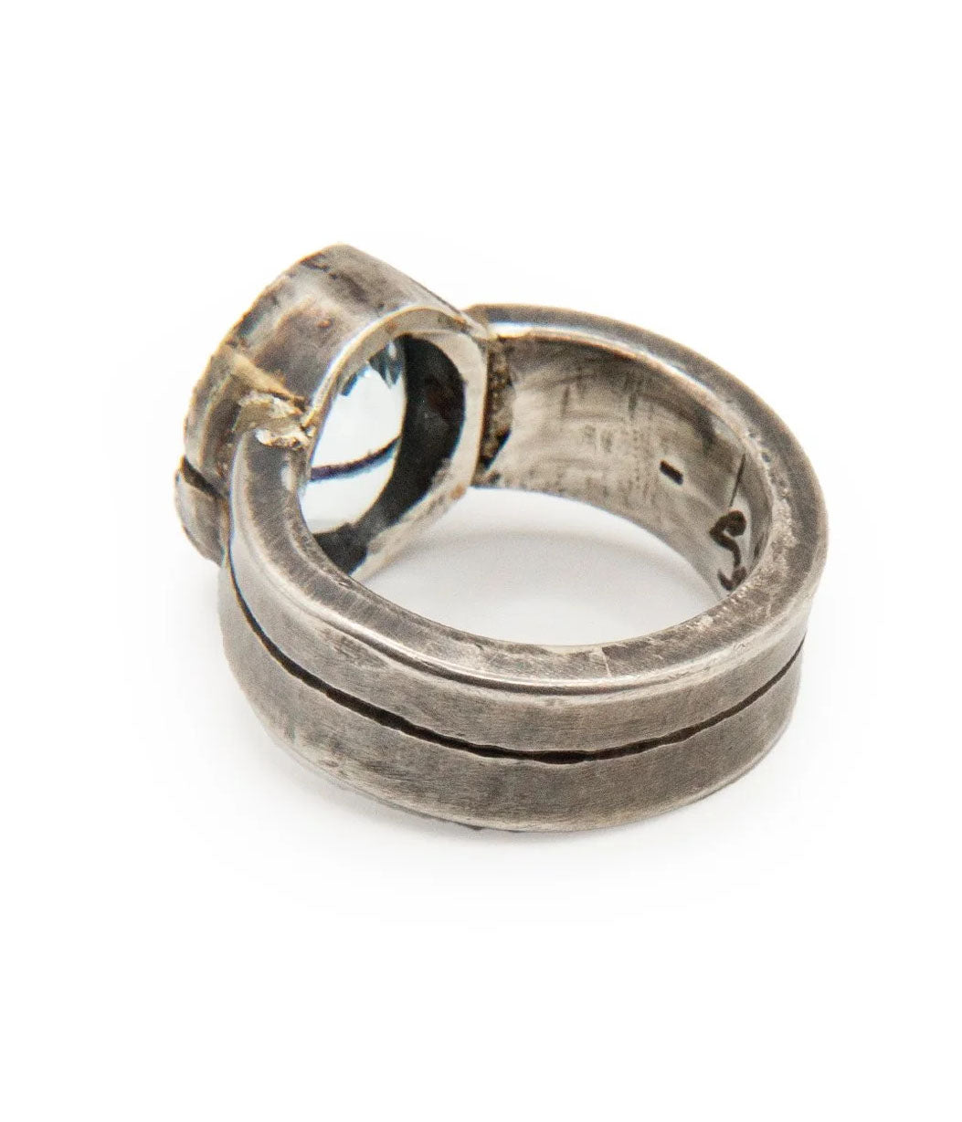 Pair of silver rings on a white background