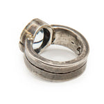 Pair of silver rings on a white background