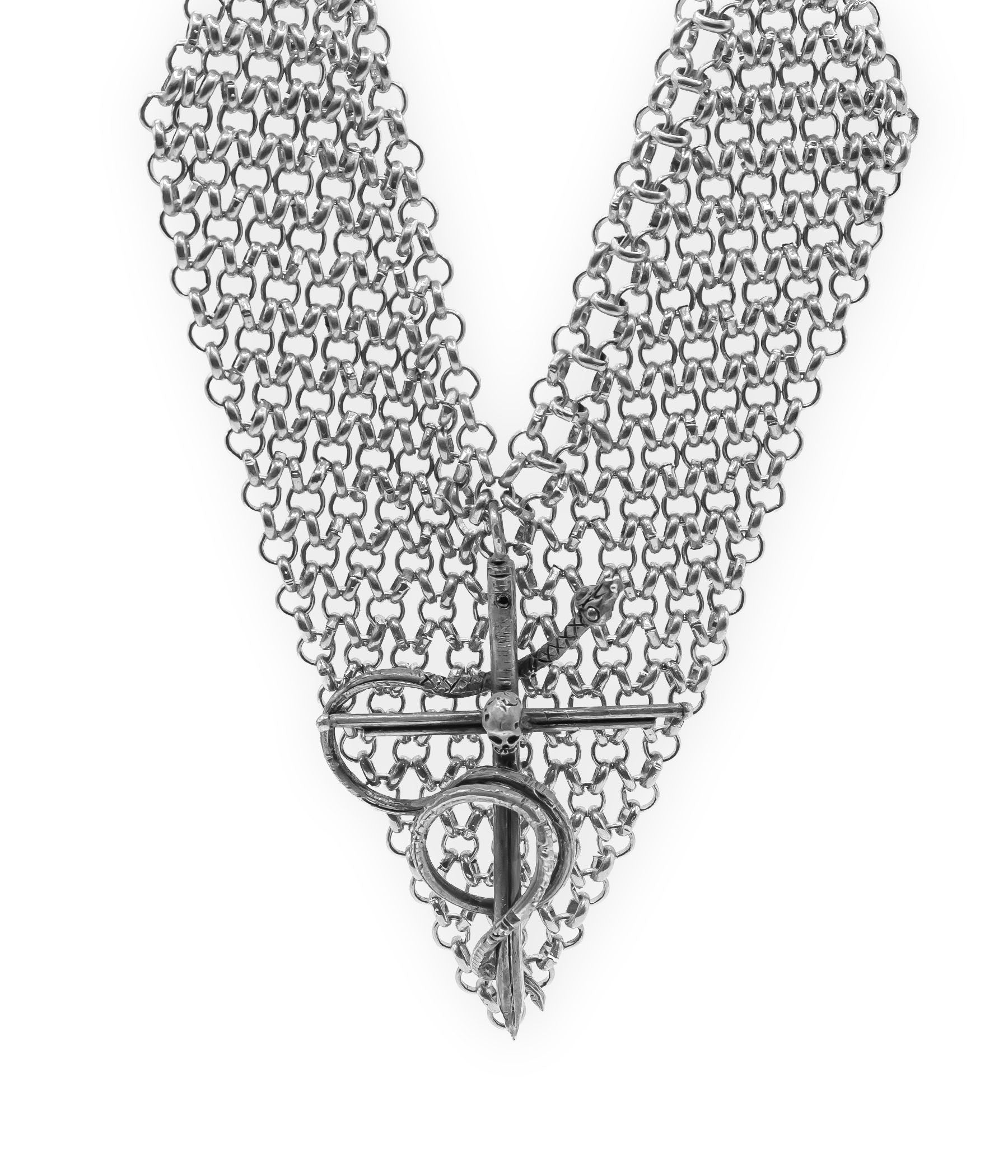 Silver chain bracelet with a clasp on a white background