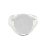 Silver signet ring on a white background