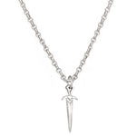 Silver necklace with a unique pendant on a white background