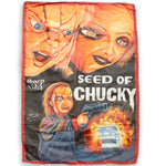 handpainted 'Seed of Chucky' design featuring a character holding a gun and a child.